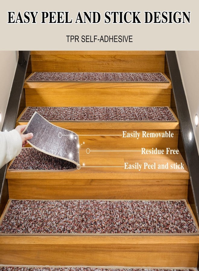 DIAMONDFORGE Heavyweight Extra Thick Chenille Stair Treads, Plush Pile Weaving Non-Slip Stair Carpets, Ultra-Soft Staircase Rug for Premium Home Comfort, 4 Pack 30"X8" - Monet Orange Pink - Image 3